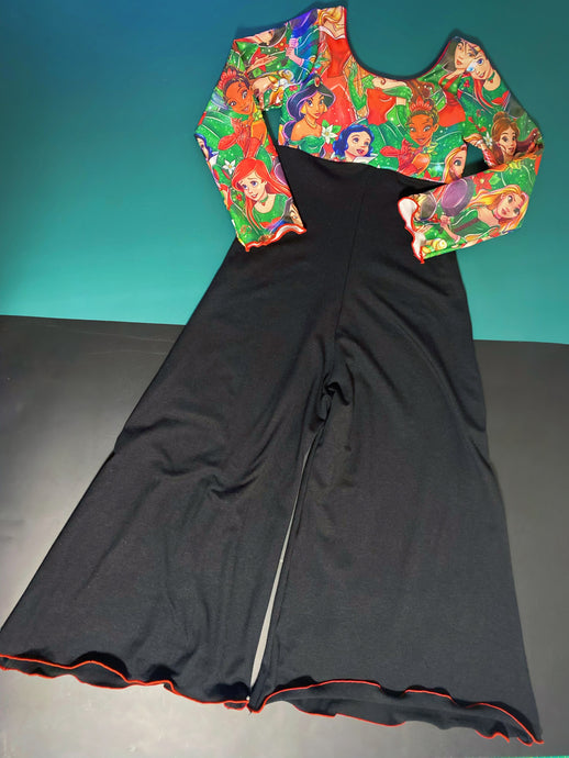 Shiny Bodice High waisted Wide Leg Romper 5/6T